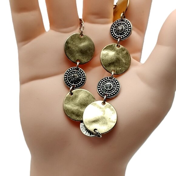 Vintage Park Lane CORONADO Bracelet Gold & Silver Disc Medallion Rhinestone - Picture 2 of 14